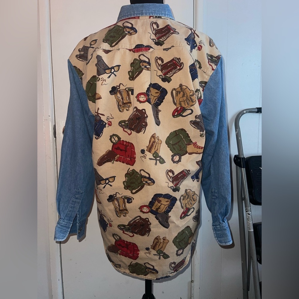 Cambridge Country Store Mens Hiking Themed Shirt Size M Hipster - Picture 3 of 4